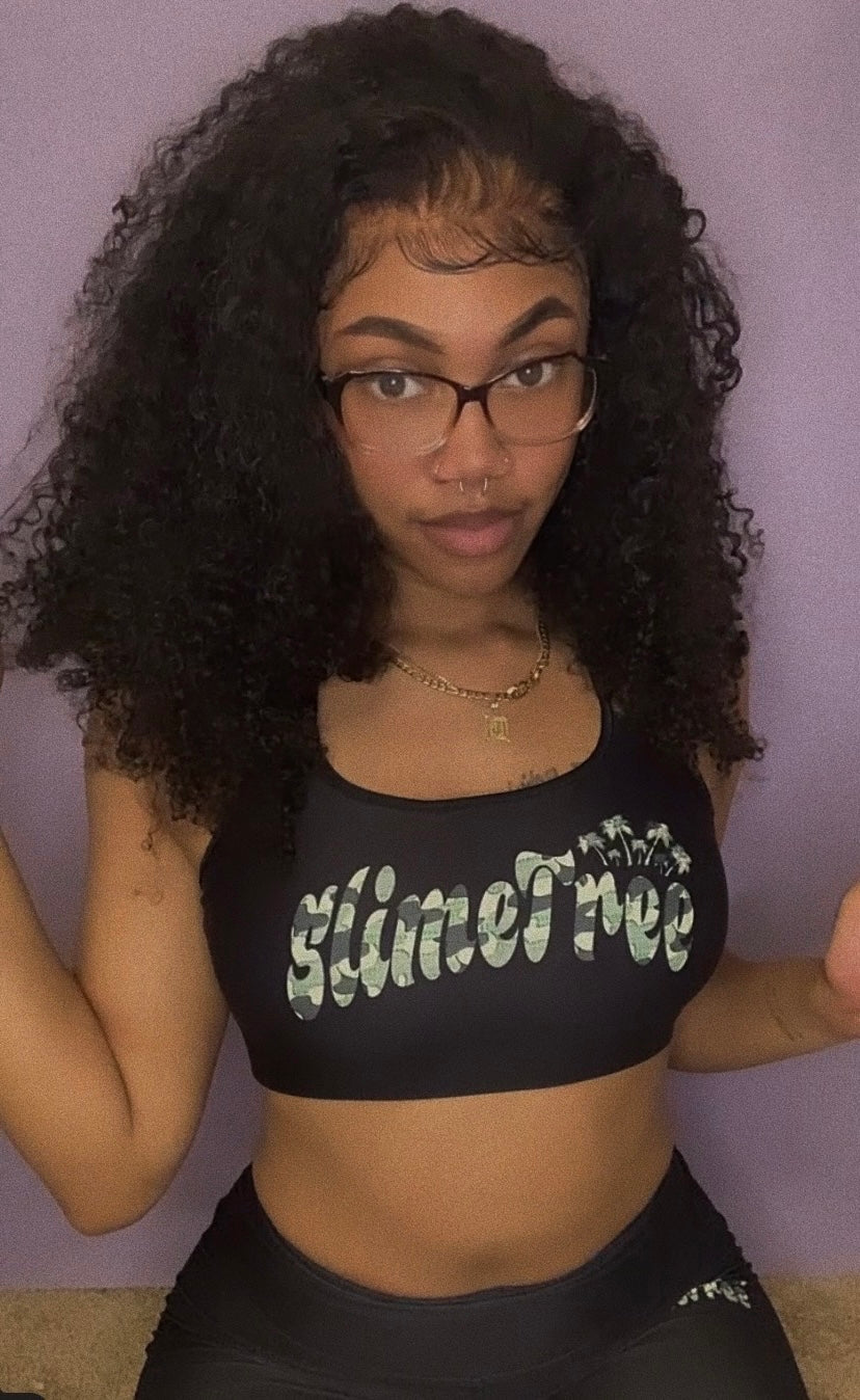 “Cash” Camo/black Padded Sports Bra
