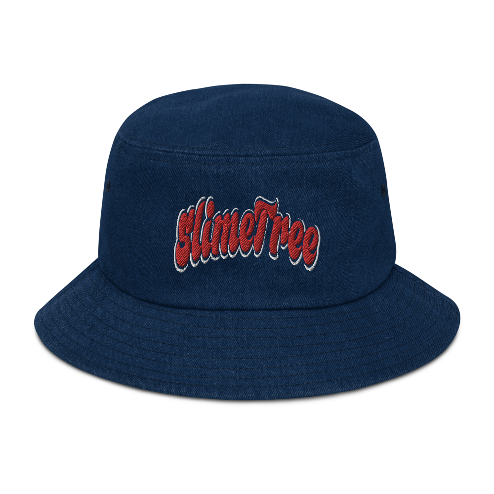 Red “Curve” Denim bucket hat